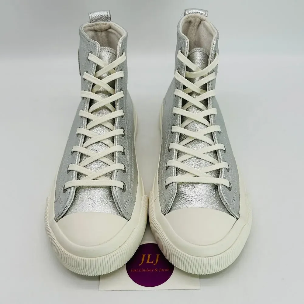 P.F. Flyers Women's All-American Hi Silver Leather High Top Sneakers Size 7.5